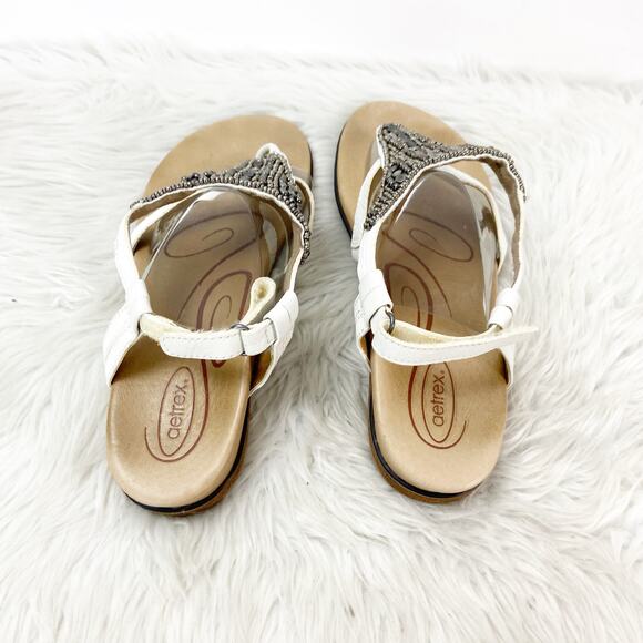 Aetrex Women's Sandals in Cream and Black - Picture 5 of 12